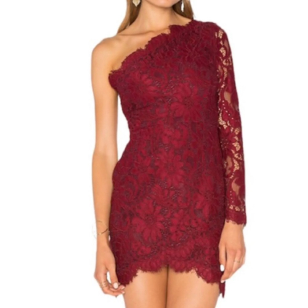 X by NBD x REVOLVE Burgundy Lace One Shoulder